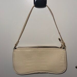 Glamorous Textured Cream Shoulder Bag